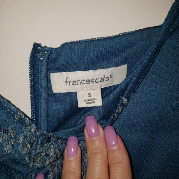 Francesca's Teal Floral Lace Dress - Picture 4 of 5